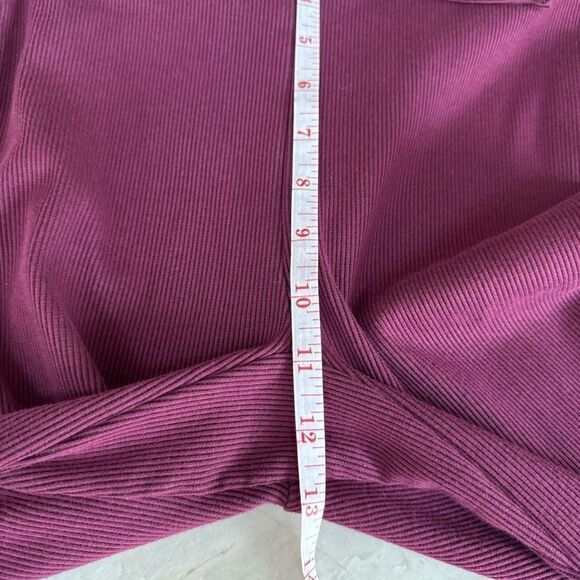 GYMSHARK Slounge Ribbon Bottoms Dark Ruby Marl Tie Waist Ribbed Soft Legging M - Picture 10 of 11
